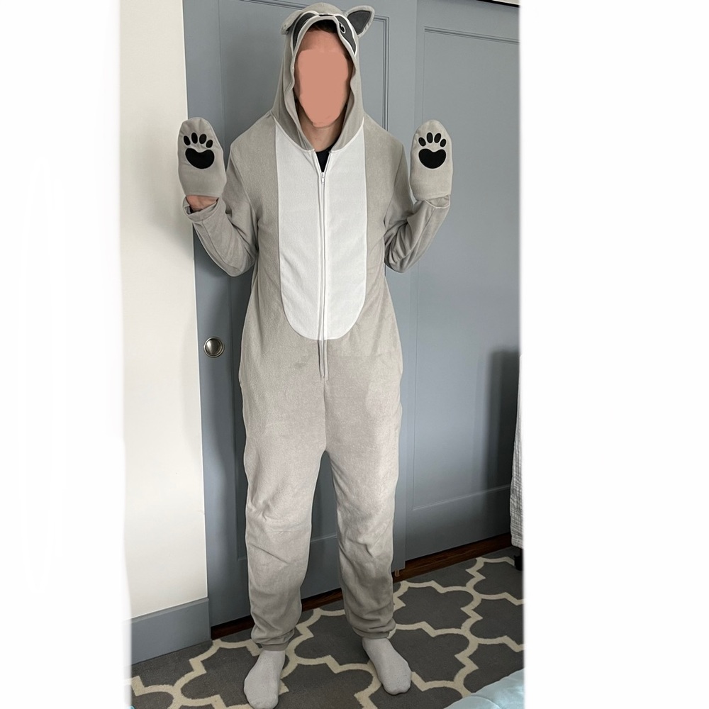 Men’s Raccoon Onesie Size Large